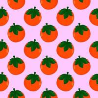 Kkai apples,seamless pattern on pink background. vector