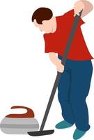 Curling player, illustration, vector on white background.