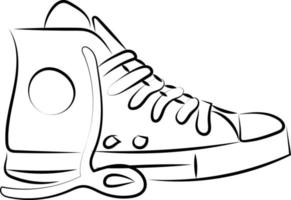 Drawing of sneaker, illustration, vector on white background.