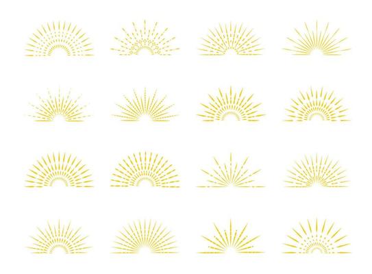 Set of light rays, sunburst. Vector illustration