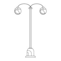 Streetlamp in outline style. Urban road lights. Classic park street lamppost. Vector illustration isolated on white background.