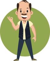 Man showing ok sign, illustration, vector on white background.