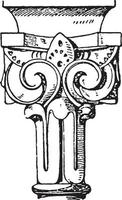 capitel morisco, diseño de terminación superior, grabado antiguo. vector