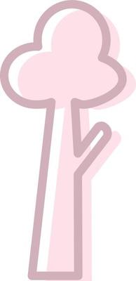 Tall pink tree, illustration, vector, on a white background.