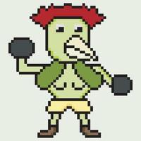 pixel art lindo boxeador gallo personaje vector