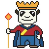 pixel art panda rey ilustración personaje vector