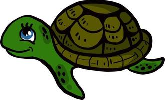 Happy turtle, illustration, vector on white background.