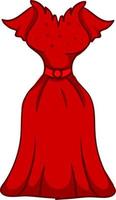 Elegant long red dress, illustration, vector on white background