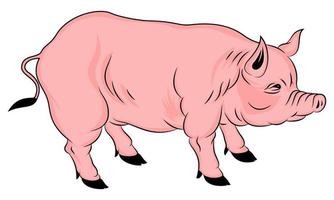 Ilustración de vector de cerdo de cultivo - granja, cerdo de animales domésticos