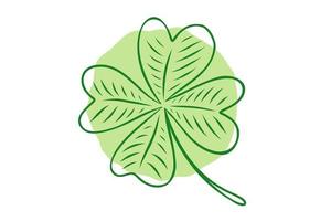 Vector illustration of lucky clover with four leaves in hand drawing style.