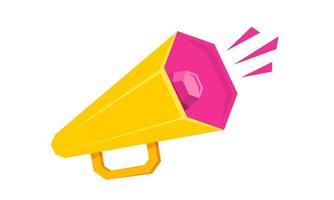 Vector icon of yellow megaphone on white background.