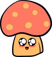 Cute small mushroom, illustration, vector on white background.