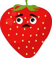 Sad strawberry, illustration, vector on white background.