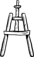 Sketch of a easel, illustration, vector on white background.