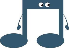 Blue music note, illustration, vector on white background.