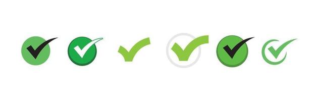 Check mark. Set of Green tick approval icons. vector