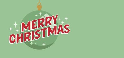 Merry Christmas horizontal banner. Flat design christmas ball. for greeting card or advertising in horizontal design with copy space. vector