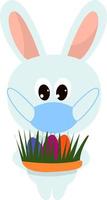 Bunny with eggs , illustration, vector on white background