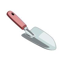 Garden tool metal shovel with red handle vector