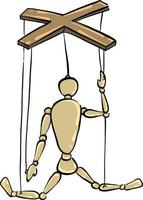 Puppet on ropes , illustration, vector on white background