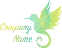 Green flying bird simple logo vector illustration on a white background