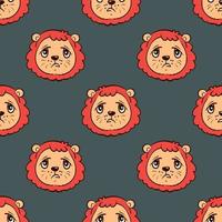 Sad lion pattern, illustration, vector on white background