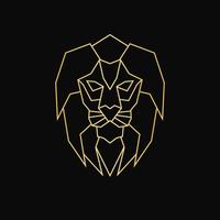 logotipo de la cara del león en forma de diseño geométrico dorado vector