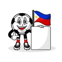 mascota, caricatura, fútbol, filipinas, bandera, con, bandera vector