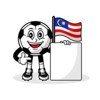 mascota, caricatura, fútbol, malasia, bandera, con, bandera vector