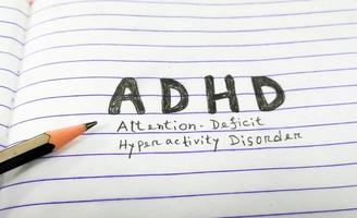 Attention deficit hyperactivity disorder or ADHD term, medical conceptual image. pencil work. photo