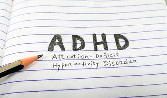 Attention deficit hyperactivity disorder or ADHD term, medical conceptual image. pencil work. photo