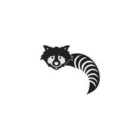 Cute Black raccoon logo vector icon