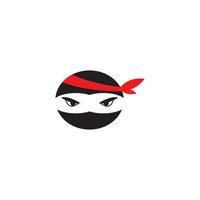 Ninja warrior icon. Simple black ninja head logo illustration vector