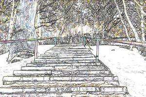 Digital Illustration Trees and Stairs Background Effect photo