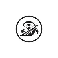 Ninja warrior icon. Simple black ninja head logo illustration vector