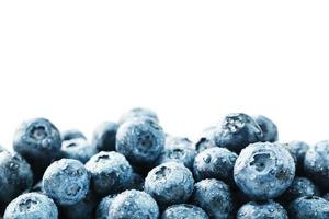 Blueberries isolated on a white background. A scattering of ripe, juicy, delicious and healthy berries. photo