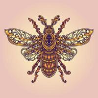 Vintage elegant insect ornament illustration vector