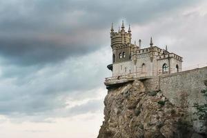 Castle swallow's nest, stands on a rock at the cliff on the background of the black sea. photo