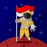 vector character, astronaut on mars, state flag, suitable for flayer, banner, logo, t-shirt, and other needs