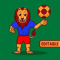 lion vector illustration, lion playing football,