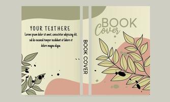 Botanical theme book cover. hand drawn design with leaf pattern. For notebooks, planners, brochures, books, catalogs etc. Vector illustration.