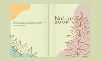 botanical style page cover set.abstract background with line art leaf elements.For notebooks, planners, brochures, books, catalogs etc. vector