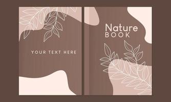 botanical style page cover set.abstract background with line art leaf elements.For notebooks, planners, brochures, books, catalogs etc. vector