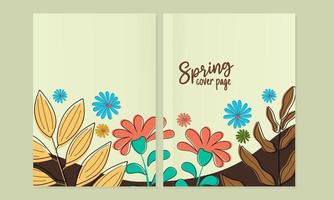 conjunto de portada de página de naturaleza.elemento de diseño floral botánico para planificador de cuaderno, libro, catálogo, folleto. flor exótica de fondo de página decorativa, vector de garabato dibujado a mano