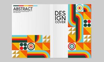 Bauhaus retro shape cover. Square tiles with modern abstract geometric patterns. for annual reports, catalogs, journals, biodata, magazines, books, notebooks vector