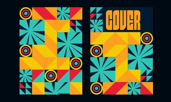 Bauhaus poster design. Modern abstract swiss geometric pattern cover template.triangle,circle,line,square elements. Vector collection illustration
