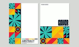 conjunto de diseños de portada geométrica retro. fondo abstracto de forma bauhaus. para el diseño de revistas, libros, catálogos, anuarios, diarios vector