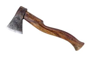 Old rusty axe isolated on a white background with clipping path photo