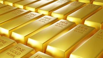 3D render illustration Stack of gold bars, Financial concepts photo