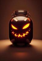 horror jar with a monster face photo